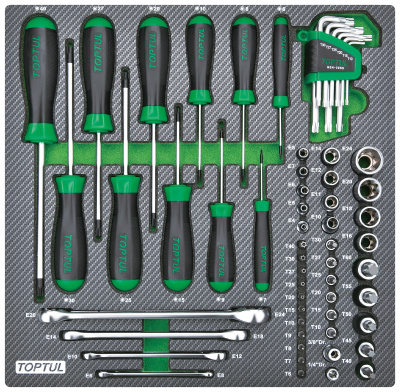 Набор инструментов TORX, 61 пр. в мягком ложементе TOPTUL  GEC6102 Набор инструментов TORX, 61 пр. в мягком ложементе TOPTUL  GEC6102