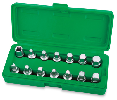 Набор головок для отворачивания масляных пробок 14 пр. TOPTUL JGAI1402 Набор головок для отворачивания масляных пробок 14 пр. TOPTUL JGAI1402