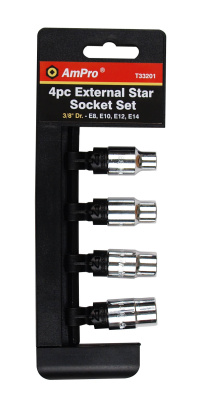 T33201 Набор головок Torx 3/8" на планке, 4 предмета T33201 Набор головок Torx 3/8" на планке, 4 предмета