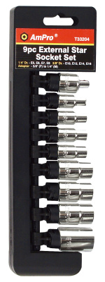 T33204 Набор головок Torx 1/4- 3/8" и адаптер 3/8-1/4", 9 предметов T33204 Набор головок Torx 1/4- 3/8" и адаптер 3/8-1/4", 9 предметов